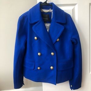 JCrew Melton Wool Blue Short Coat | 2 | NWT